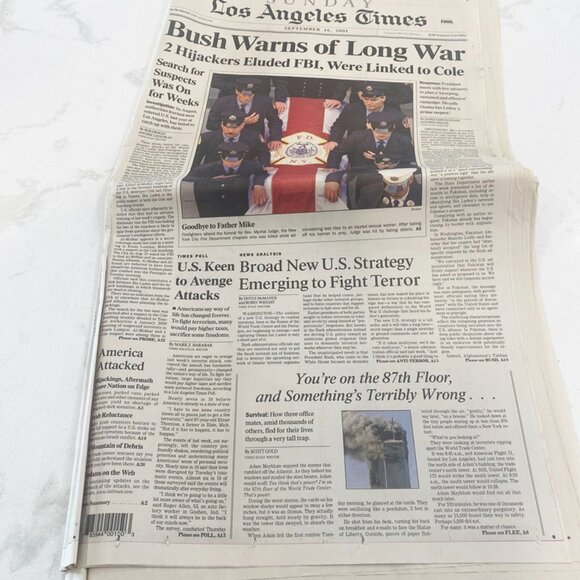 Los Angeles Times September 16, 2001 Vintage Newspaper - Picture 4 of 12